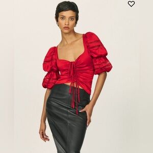 Reformation Red Puff Sleeve Top